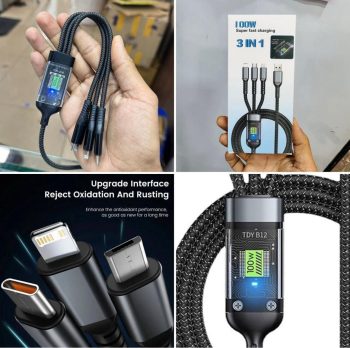 NEW 100W 3 IN 1 CABLE WITH 10W FAST SUPPORT CHARGING
